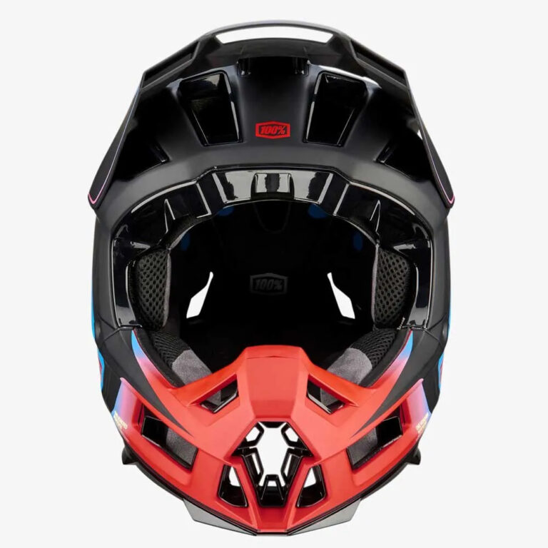 100percent Aircraft 2 Downhill Helmet S Carbon Steel Blue / Neon Red - XL Carbon Steel Blue / Neon Red - Image 3