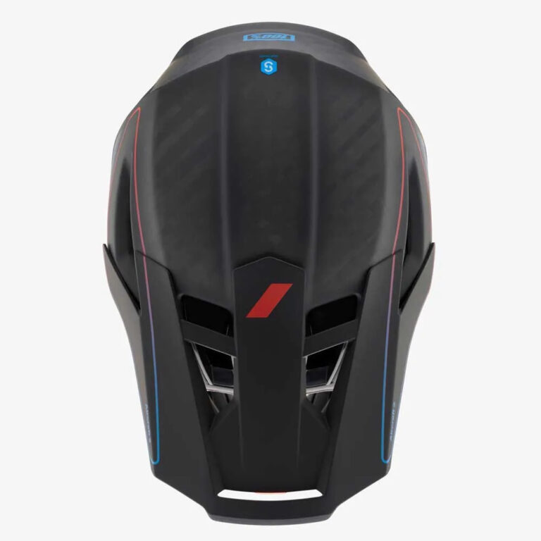 100percent Aircraft 2 Downhill Helmet S Carbon Steel Blue / Neon Red - XL Carbon Steel Blue / Neon Red - Image 4