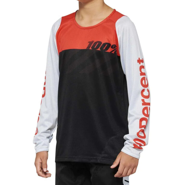 100percent R-Core Long Sleeve Enduro Jersey 10-12 Years Black / Racer Red - 8-10 Years Black / Racer Red