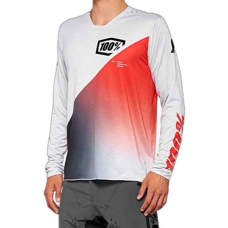 100percent R-Core X Long Sleeve Jersey S Grey / Racer Red - XL Grey / Racer Red