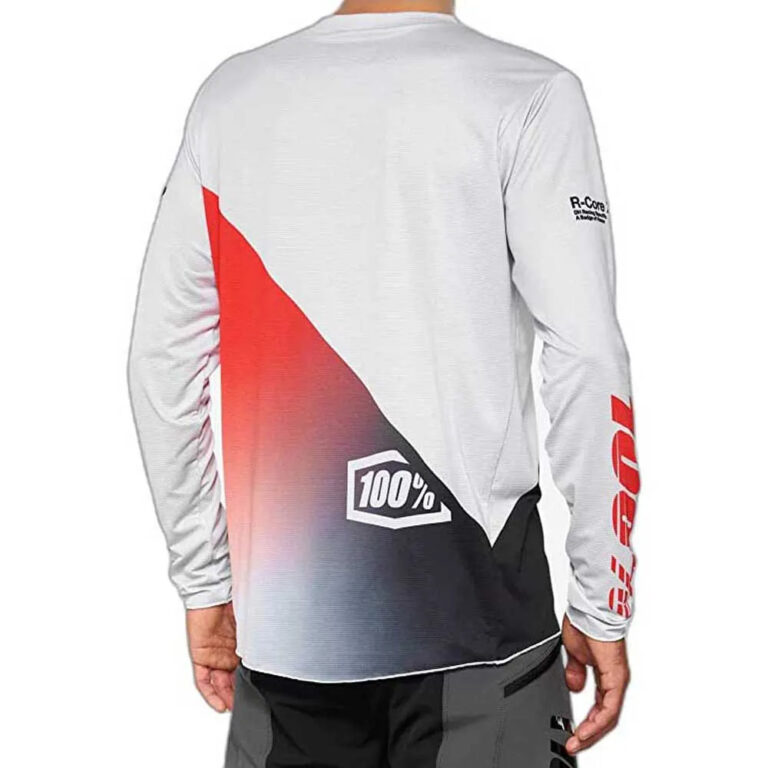 100percent R-Core X Long Sleeve Jersey S Grey / Racer Red - XL Grey / Racer Red - Image 2