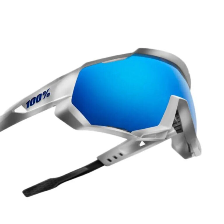 100percent Speedtrap Mirrored Sunglasses Mirror Multilayer Hiper Blue/CAT3 Matte White - Image 4