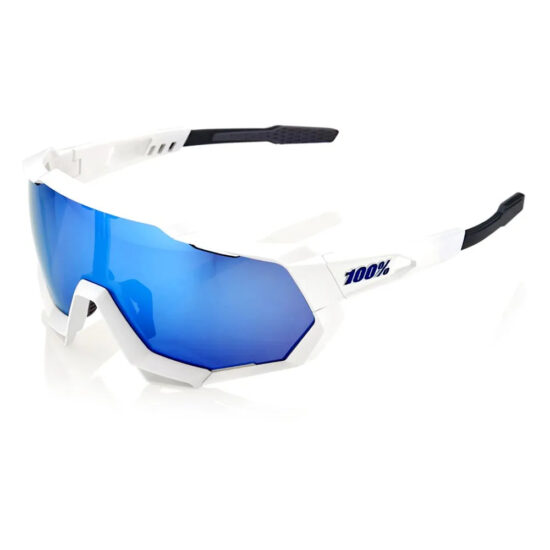 100percent Speedtrap Sunglasses Hiper Blue Multilayer Mirror/CAT3 Matt White