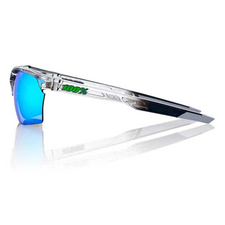 100percent Sportcoupe Mirrored Sunglasses Green Multilayer Mirror/CAT3 Polished Translucent Crystal Grey - Image 3