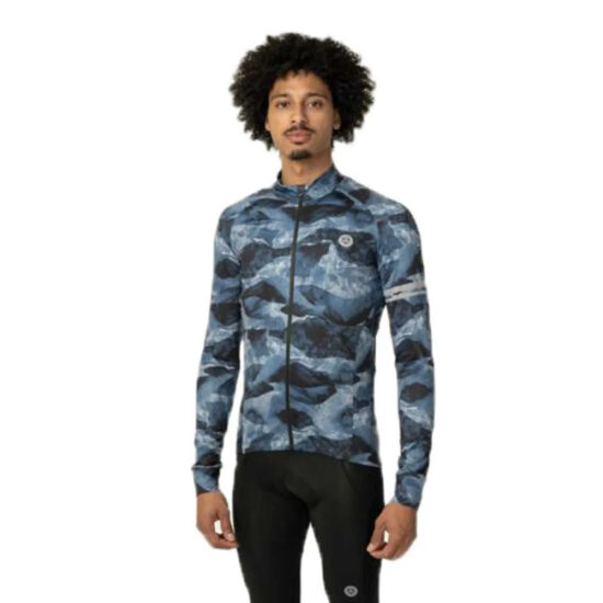 AGU Abstract Mountains Performance Long Sleeve Jersey S Steel Blue - 3XL Steel Blue