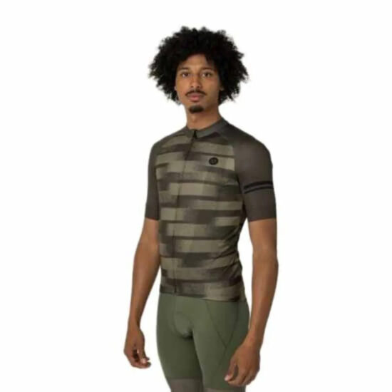 AGU Grainy Stripe Essential Short Sleeve Jersey S Army Green - 3XL Army Green