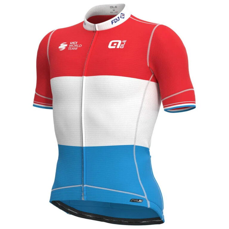 Al&amp;eacute; Groupama FDJ 2021 Luxembourg Champion PR-S Short Sleeve Jersey S Red / White / Blue - L Red / White / Blue