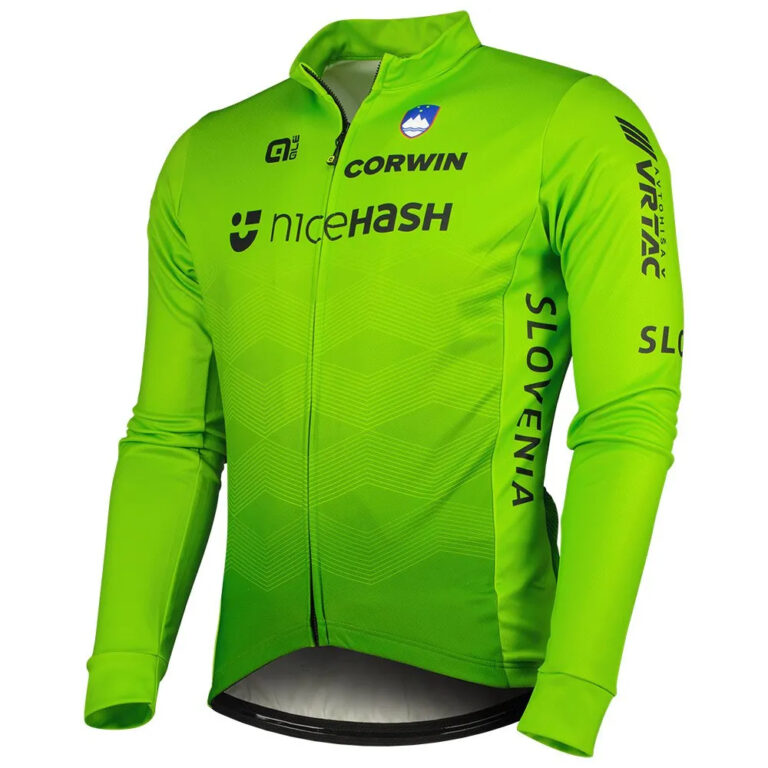 Al&amp;eacute; Slovenian Cycling Federation Replica 2023 Long Sleeve Jersey L Green - Image 2