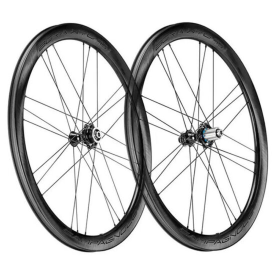 Campagnolo Bora WTO 45 2 Way Fit Dark Label CL Disc Tubeless Road Wheel Set 12 x 100 / 12 x 142 mm &amp; Sram XDR Black