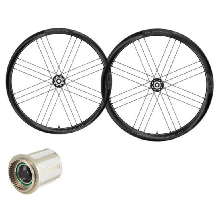 Campagnolo Shamal C21 2-Way Fit Carbon Disc Tubeless Road Wheel Set 12 x 100 / 12 x 142 mm &amp; Shimano/Sram HG Black