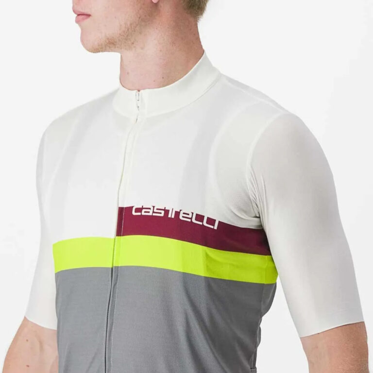 Castelli A Blocco Short Sleeve Jersey M Ivory / Bordeaux / Electric Lime - 2XL Ivory / Bordeaux / Electric Lime - Image 3