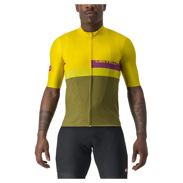 Castelli A Blocco Short Sleeve Jersey S Passion Fruit / Amethist / Avocado Green - 2XL Passion Fruit / Amethist / Avocado Green