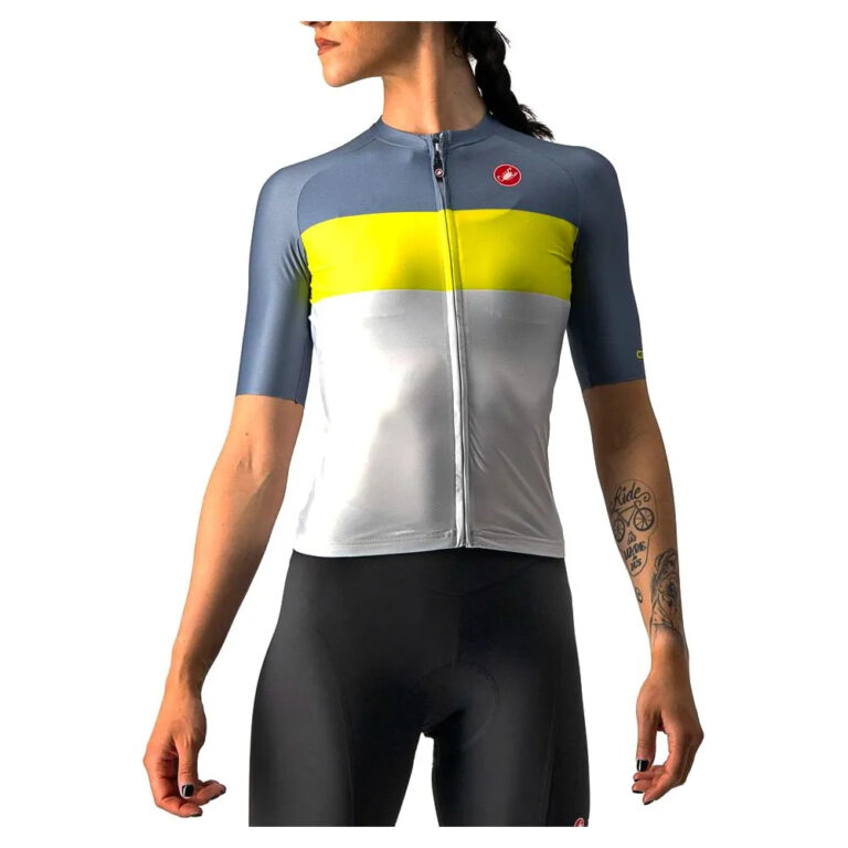 Castelli Aero Pro Short Sleeve Jersey M Silver / Sulphur / Light Steel Blue - XL Silver / Sulphur / Light Steel Blue