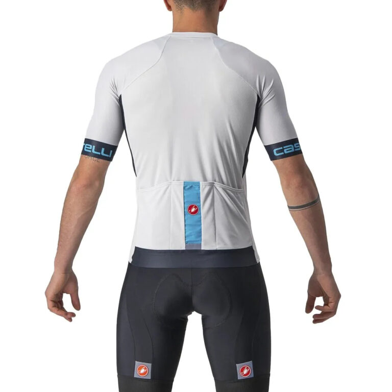 Castelli Entrata VI Short Sleeve Jersey 2XL Silver / Savile Blue / Skylight - Image 2