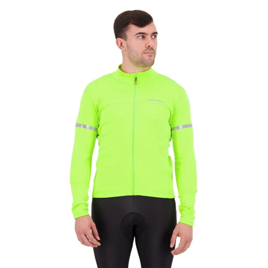 Castelli Fondo 2 FZ Long Sleeve Jersey S Electric Lime / Silver Reflex - M Electric Lime / Silver Reflex