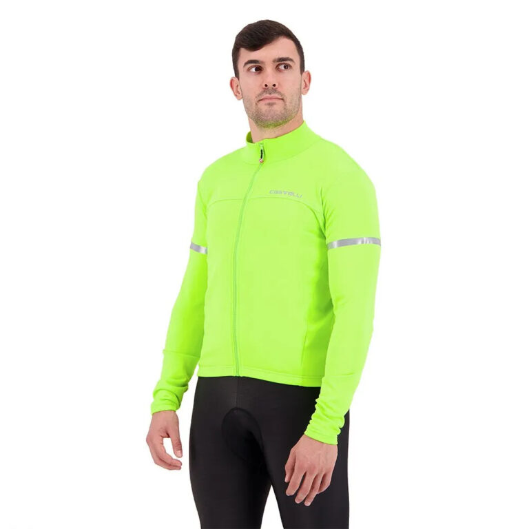 Castelli Fondo 2 FZ Long Sleeve Jersey S Electric Lime / Silver Reflex - M Electric Lime / Silver Reflex - Image 3