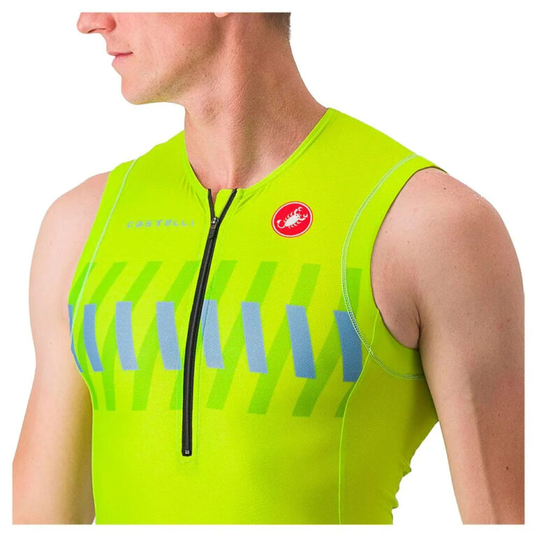 Castelli Free Tri 2 Sleeveless Jersey S Electric Lime / Niagara Blue - XL Electric Lime / Niagara Blue - Image 5