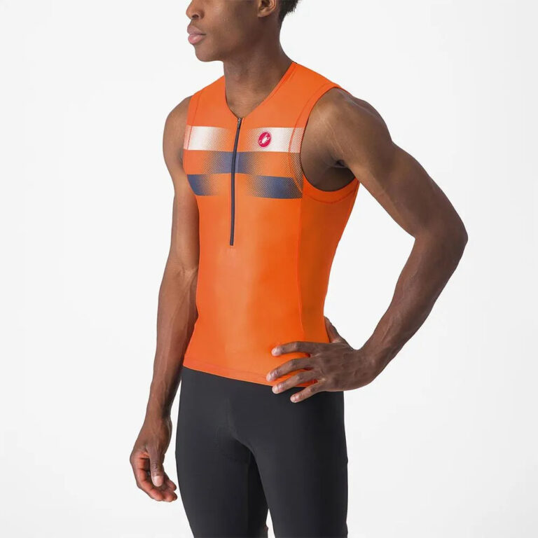 Castelli Free Tri 2 Sleeveless Jersey L Brilliant Orange / Belgian Blue - Image 3