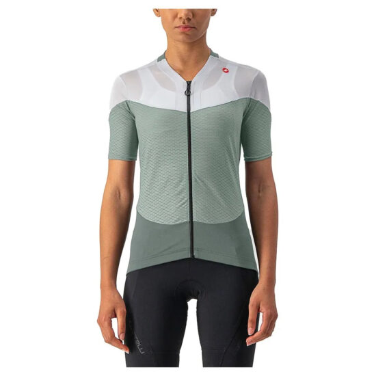 Castelli Gradient Color Block Short Sleeve Jersey M Defender Green / Ivory