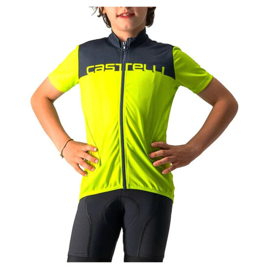 Castelli Neo Prologo Short Sleeve Jersey 10 Years Electric Lime / Savile Blue - 8 Years Electric Lime / Savile Blue