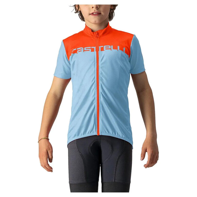 Castelli Neo Prologo Short Sleeve Jersey 10 Years Baby Blue / Red Lava - 6 Years Baby Blue / Red Lava