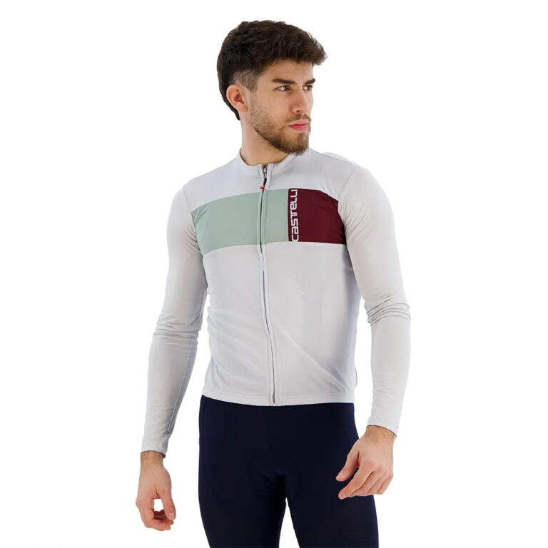 Castelli Prologo 7 Long Sleeve Jersey M Silver / Grey / Defender Green - 2XL Silver / Grey / Defender Green