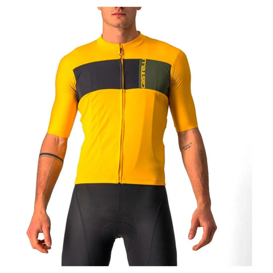 Castelli Prologo 7 Short Sleeve Jersey XL Saffron / Light Black / Military Green - 3XL Saffron / Light Black / Military Green