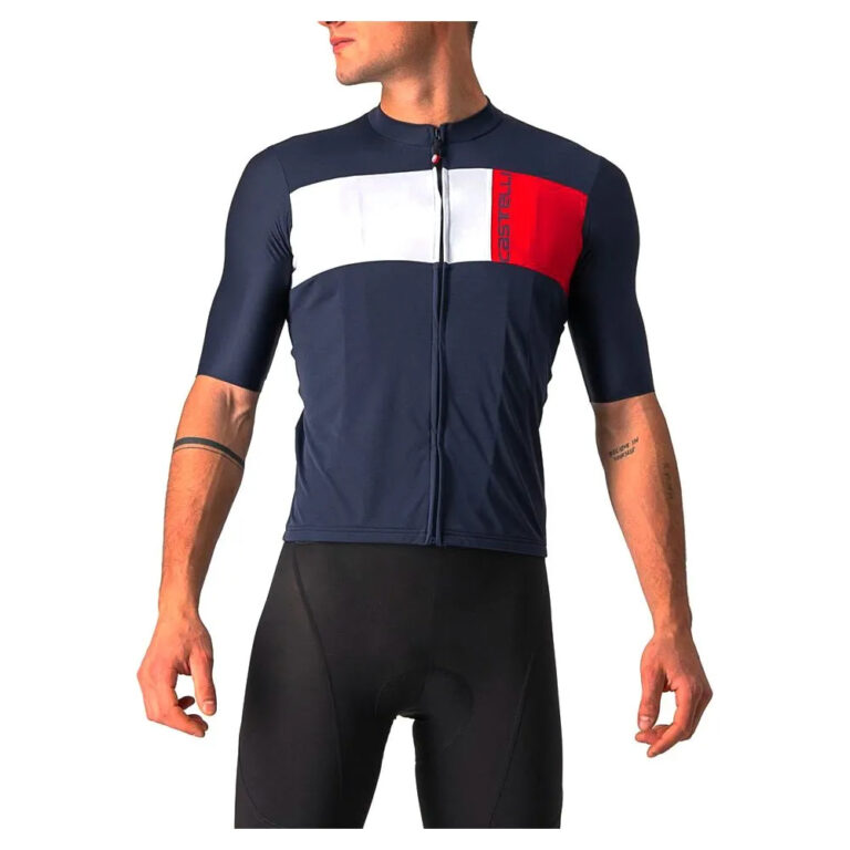 Castelli Prologo 7 Short Sleeve Jersey XL Savile Blue / Silver / Red - 2XL Savile Blue / Silver / Red