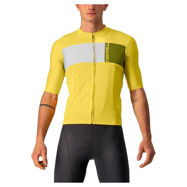 Castelli Prologo 7 Short Sleeve Jersey S Passion Fruit / Ivory / Avocado Green - 3XL Passion Fruit / Ivory / Avocado Green