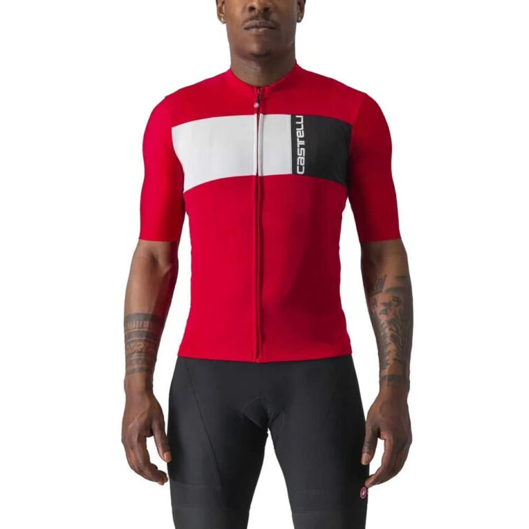 Castelli Prologo 7 Short Sleeve Jersey M Red / Silver Gray-Black