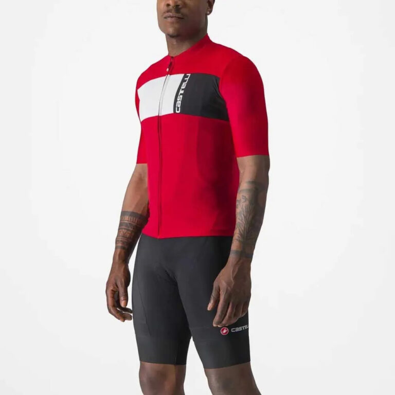 Castelli Prologo 7 Short Sleeve Jersey M Red / Silver Gray-Black - Image 3