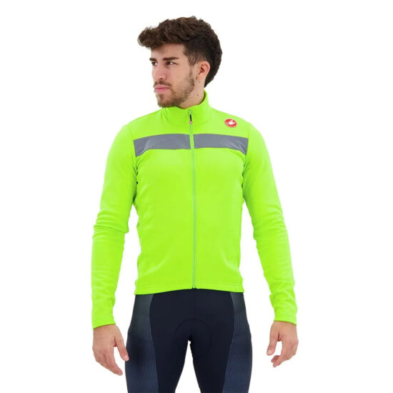 Castelli Puro 3 FZ Long Sleeve Jersey S Electric Lime / Black Reflex - XL Electric Lime / Black Reflex