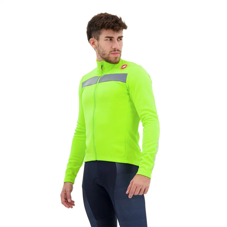 Castelli Puro 3 FZ Long Sleeve Jersey S Electric Lime / Black Reflex - XL Electric Lime / Black Reflex - Image 3