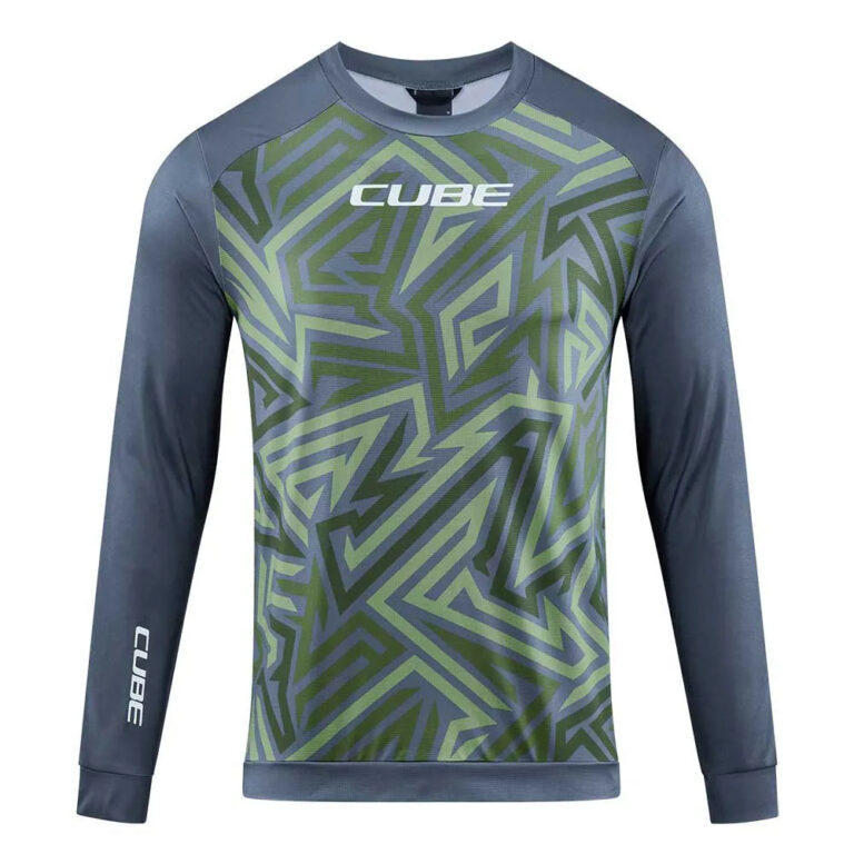 Cube ATX TM Long Sleeve Enduro Jersey XS Olive / Grey - XL Olive / Grey - Image 3