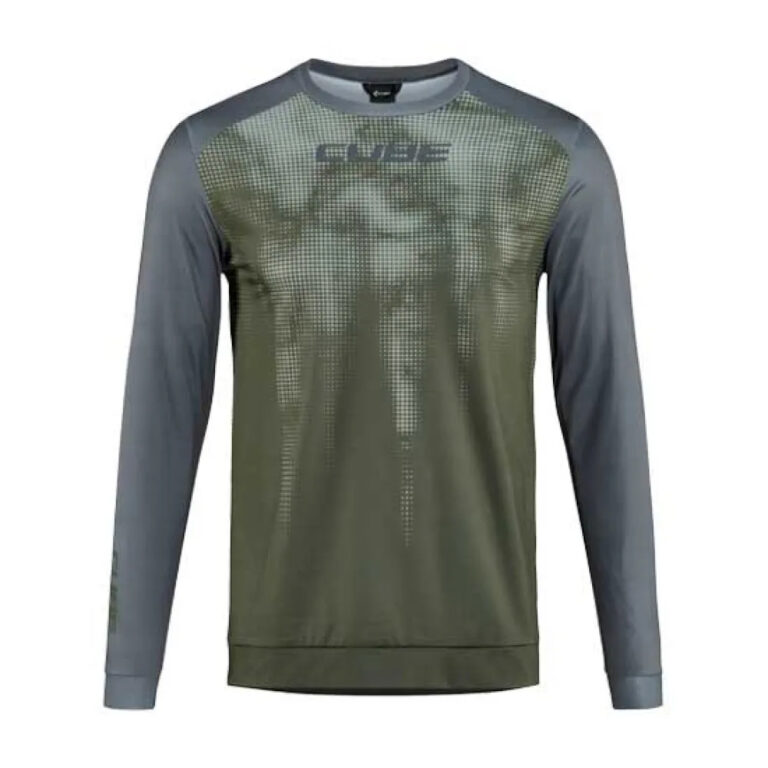 Cube ATX TM Long Sleeve Enduro Jersey XS Olive / Grey - 2XL Olive / Grey - Image 3