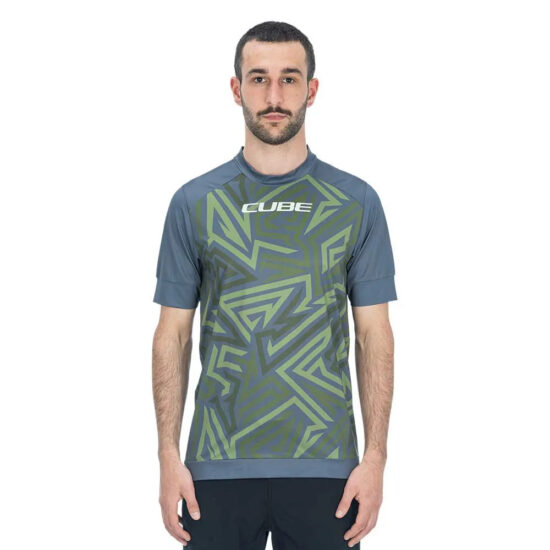 Cube ATX TM Short Sleeve Enduro Jersey XS Olive / Grey - S Olive / Grey