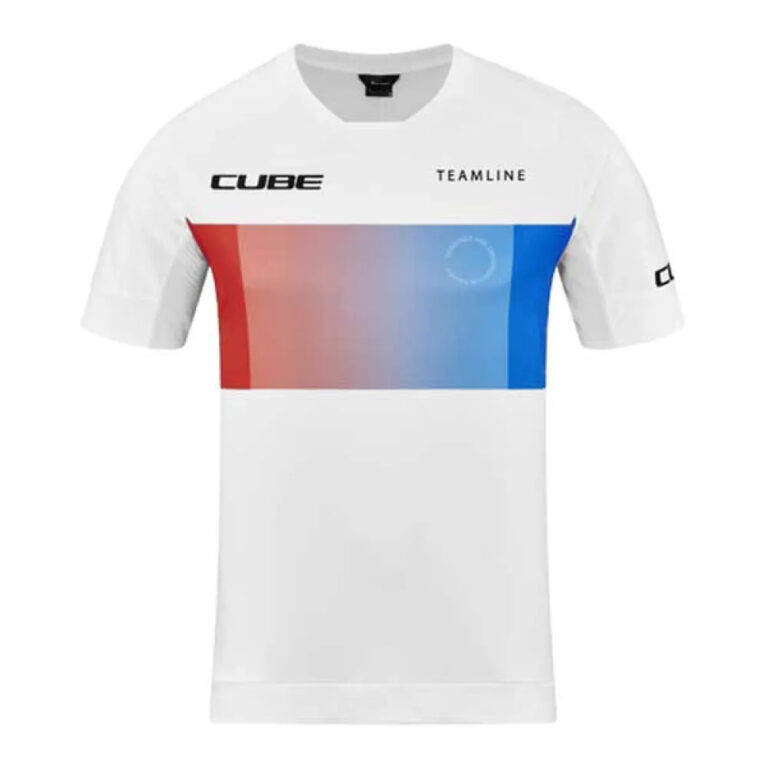 Cube Teamline Short Sleeve Enduro Jersey S White / Blue / Red - 3XL White / Blue / Red - Image 3