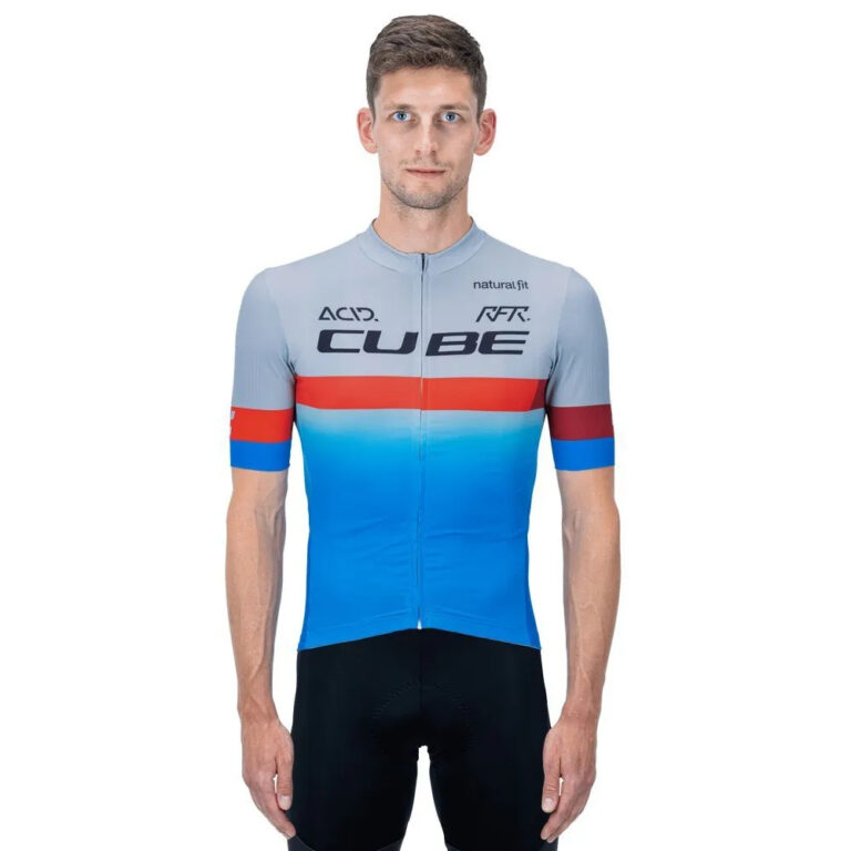 Cube TeamLine Short Sleeve Jersey S Blue / Red / Grey - Image 2