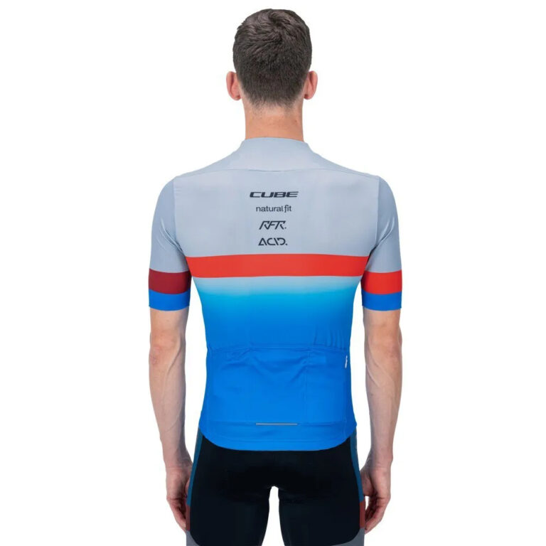 Cube TeamLine Short Sleeve Jersey S Blue / Red / Grey - Image 3