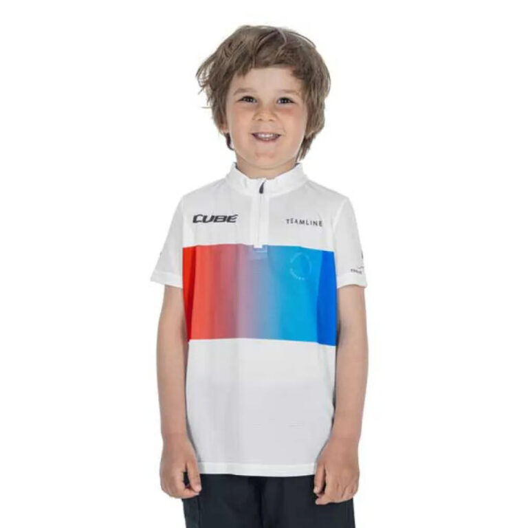 Cube Teamline Short Sleeve Jersey S White / Blue / Red - 2XL White / Blue / Red