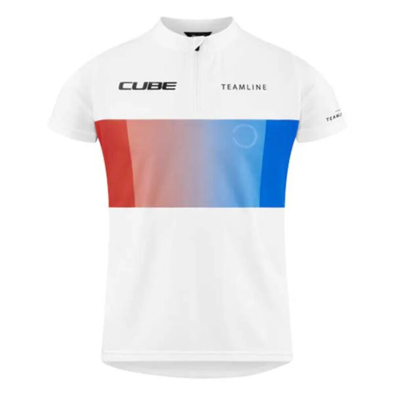 Cube Teamline Short Sleeve Jersey S White / Blue / Red - 2XL White / Blue / Red - Image 3