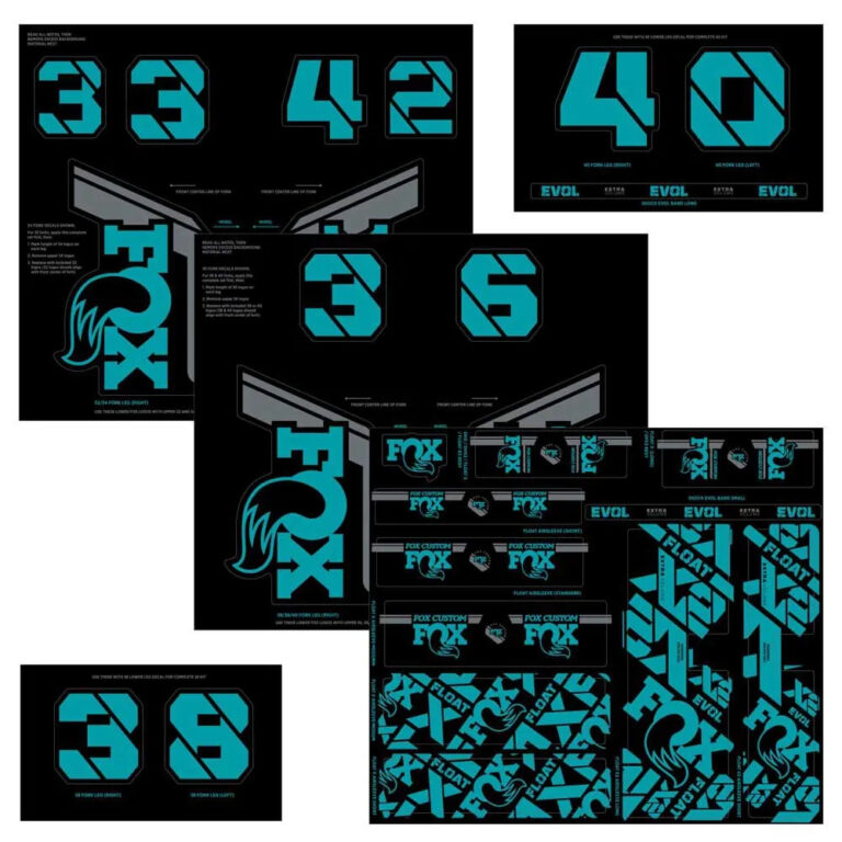 Fox Custom Fork/Rear Shock 2021 Stickers Kit One Size Turquoise