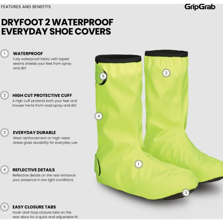 GripGrab DryFoot 2 WP Everyday Overshoes EU 38-39 Yellow Hi-Vis - EU 46-47 Yellow Hi-Vis - Image 5