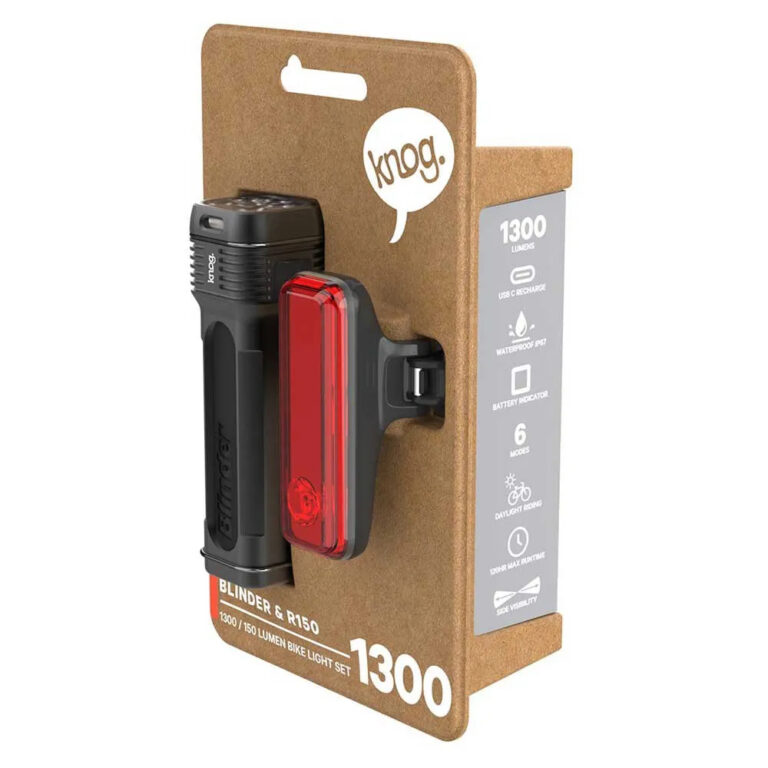 Knog Blinder 1300 + Blinder R-150 Light Set 1300 / 150 Lumens Black / Red - Image 8