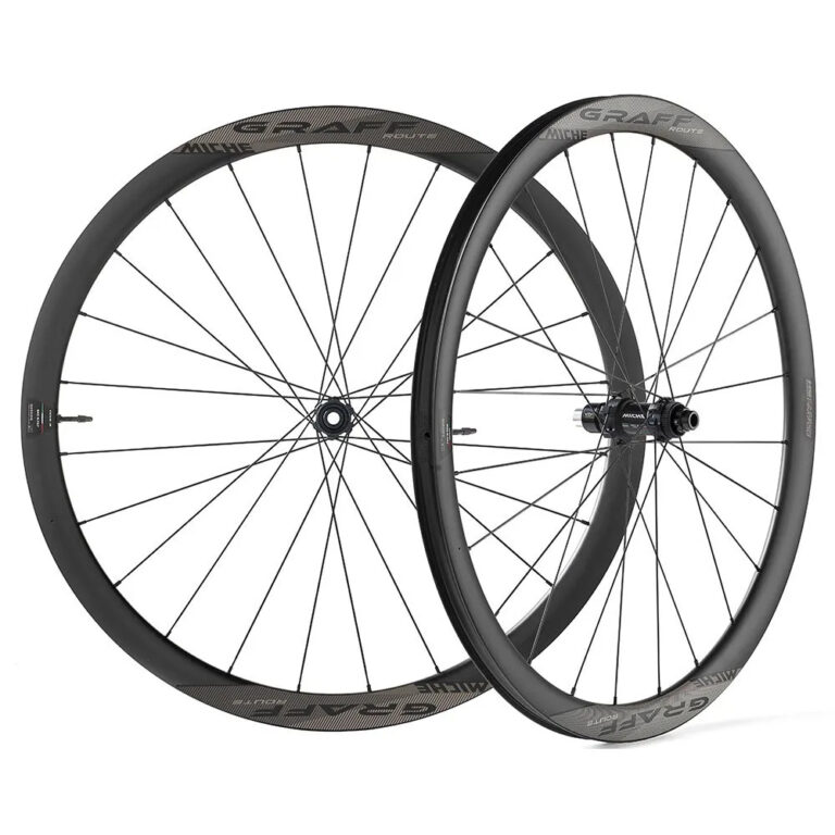 Miche Graff Route 700C Disc Tubeless Road Wheel Set 12 x 100 / 12 x 142 mm &amp; Shimano Micro Spline Black