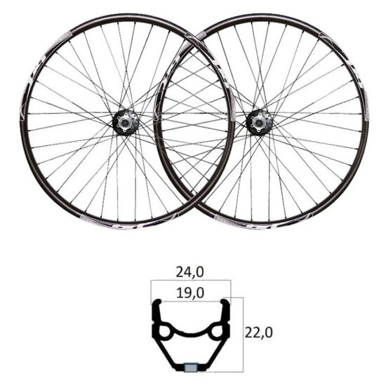 Mvtek E-Bike V-Brake 28&amp;acute;&amp;acute; Tubeless Road Wheel Set 9 x 100 / 9 x 135 mm &amp; Shimano/Sram HG Black