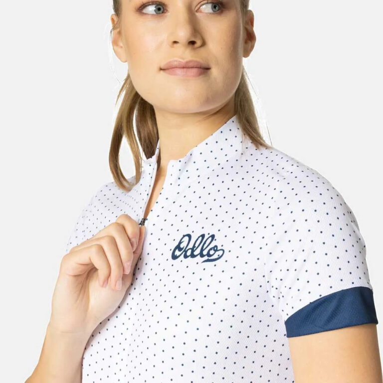 Odlo Essential Short Sleeve Jersey XS White / Blue Wing Teal - L White / Blue Wing Teal - Image 5