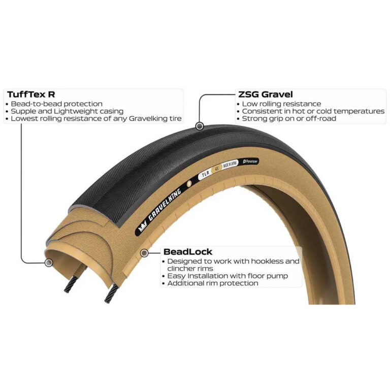 Panaracer Gravelking R Tubeless 700C X 35 Gravel Tyre 700C x 35 Amber - Image 3