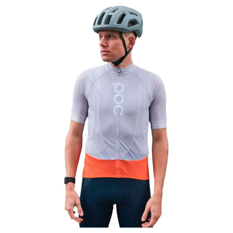 POC Essential Road Logo Short Sleeve Jersey S Hydrogen White / Granite Grey