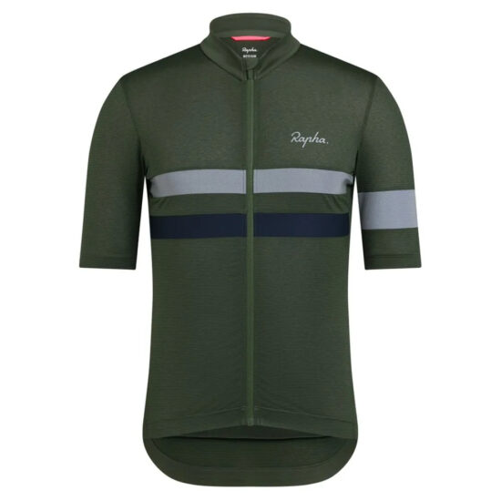 Rapha Brevet Lightweight Short Sleeve Jersey L Deep Olive / Dark Navy - XL Deep Olive / Dark Navy